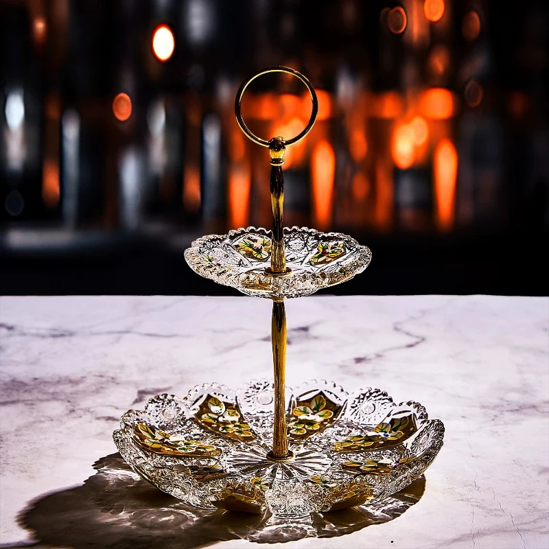 Imported small dinner, small fruit plate, double-layer small fruit , fashionable snack plate, melon fruit plate