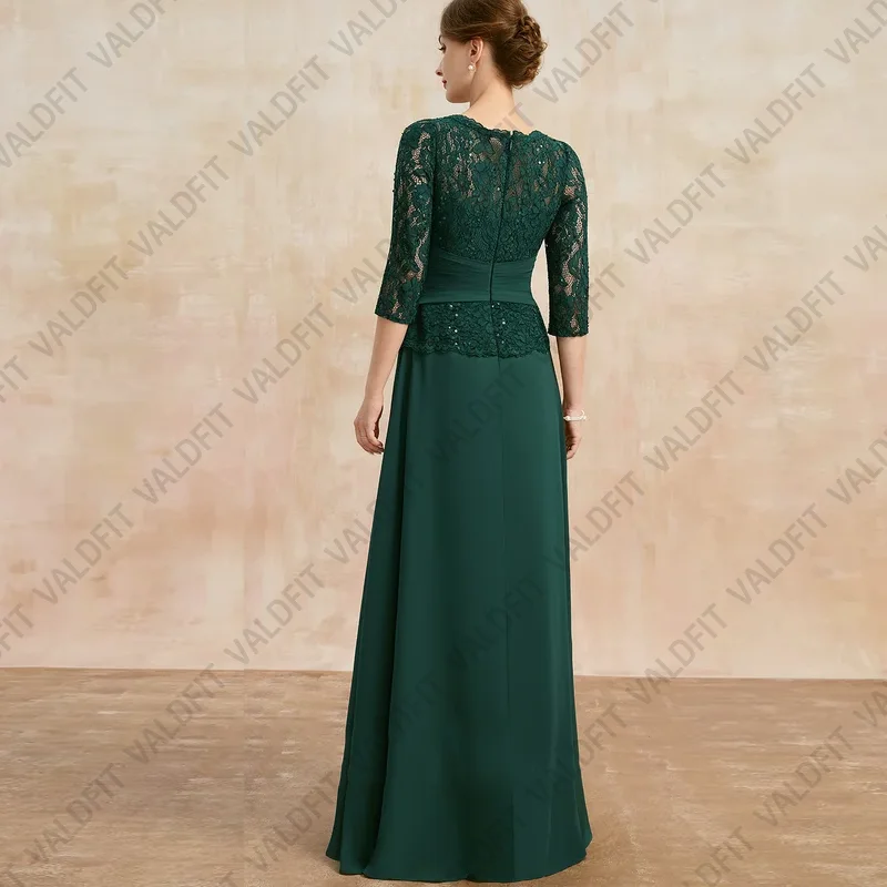 Customized Dark Green Mother of the Bride Dresses with 3/4 Sleeves Wedding Party Dress vestidos de fiestas elegantes mujer boda