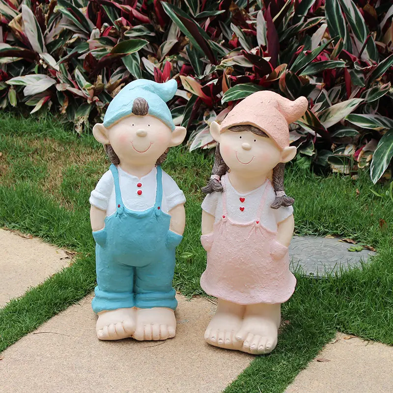 Garden Cartoon Character Sculpture Outdoor Lawn Ornament for Kindergarten Resin Statue for Villa Whimsical Landscape Decoration