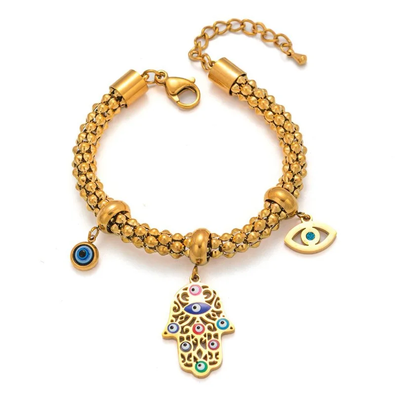 الفولاذ المقاوم للصدأ يد فاطمة سحر سوار للنساء أزياء Türkiye عين الشر الإسورة المجوهرات هدايا بالجملة