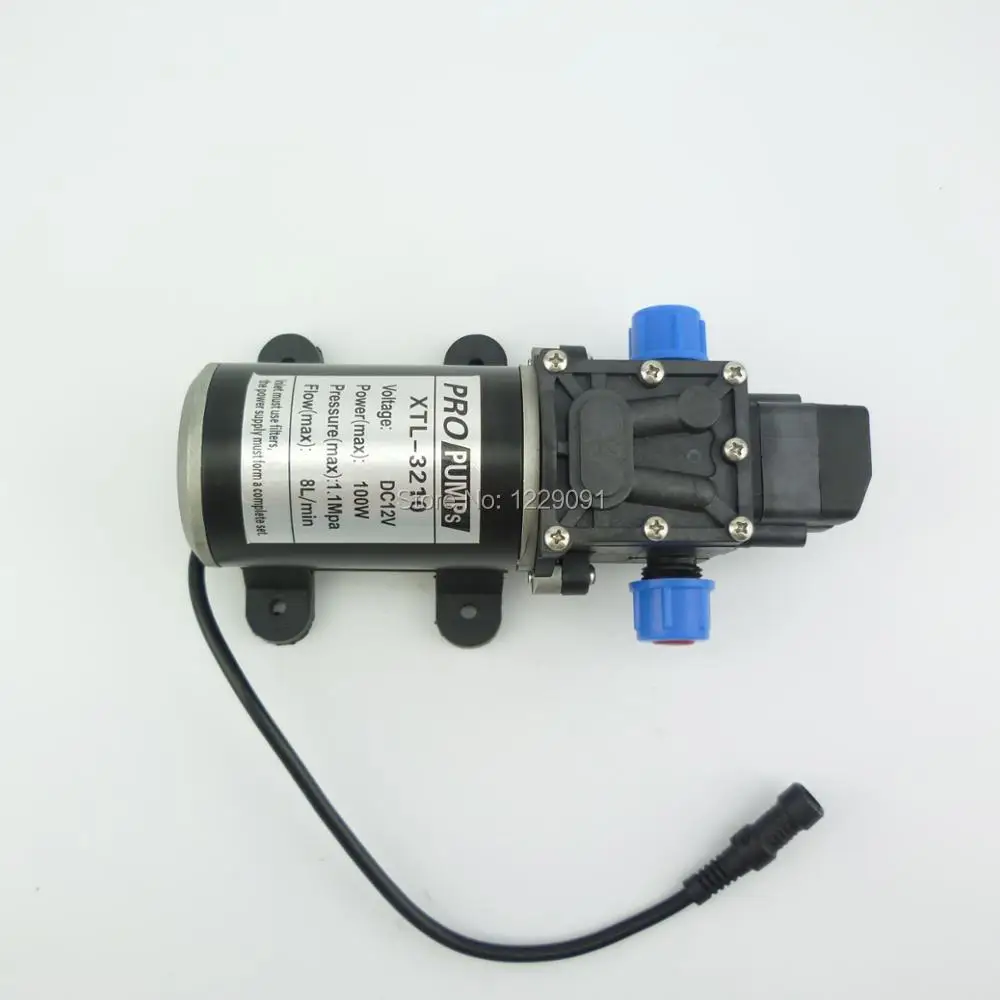 Imagem -02 - Micro Elétrica Diafragma Bomba de Água Interruptor de Pressão Automático Alta Pressão dc 12v 100w 7bar 8l por Min