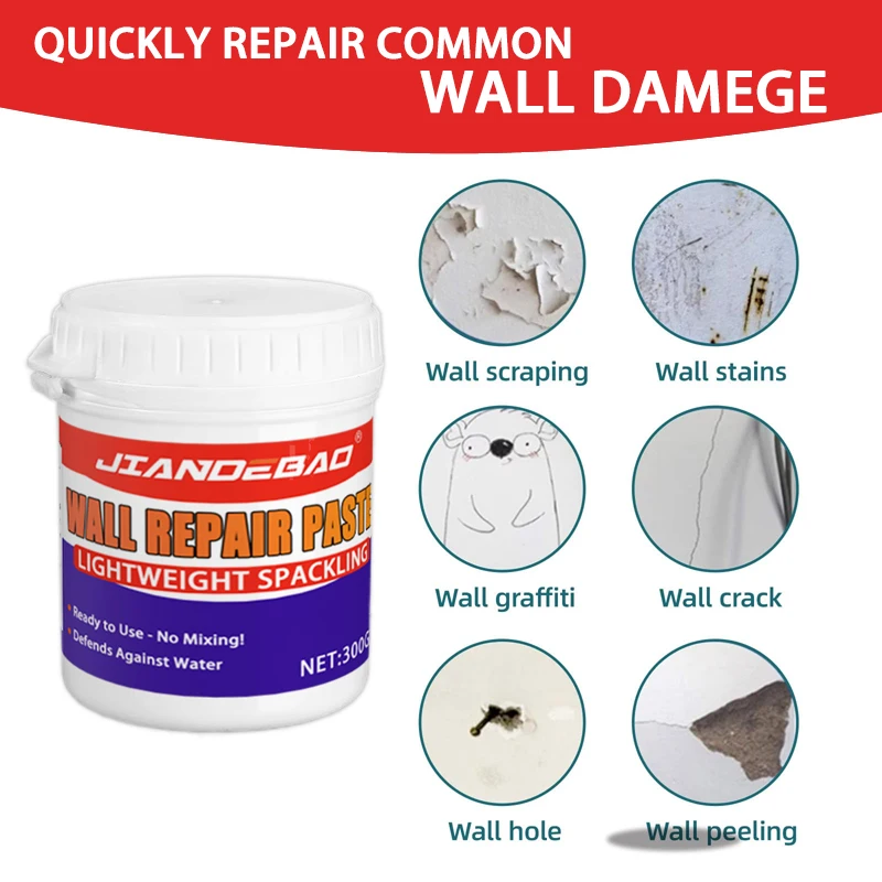 Wall Repair Paste Putty - Quick Drying, Easy to Apply for Wall Cracks, Holes Filling, Home Renovation