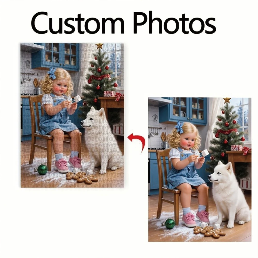 35/300/500/1002pcs Personalized Custom Photo Puzzle Pet Photos Customize Jigsaw Puzzle For CouplesCouples Family Christmas