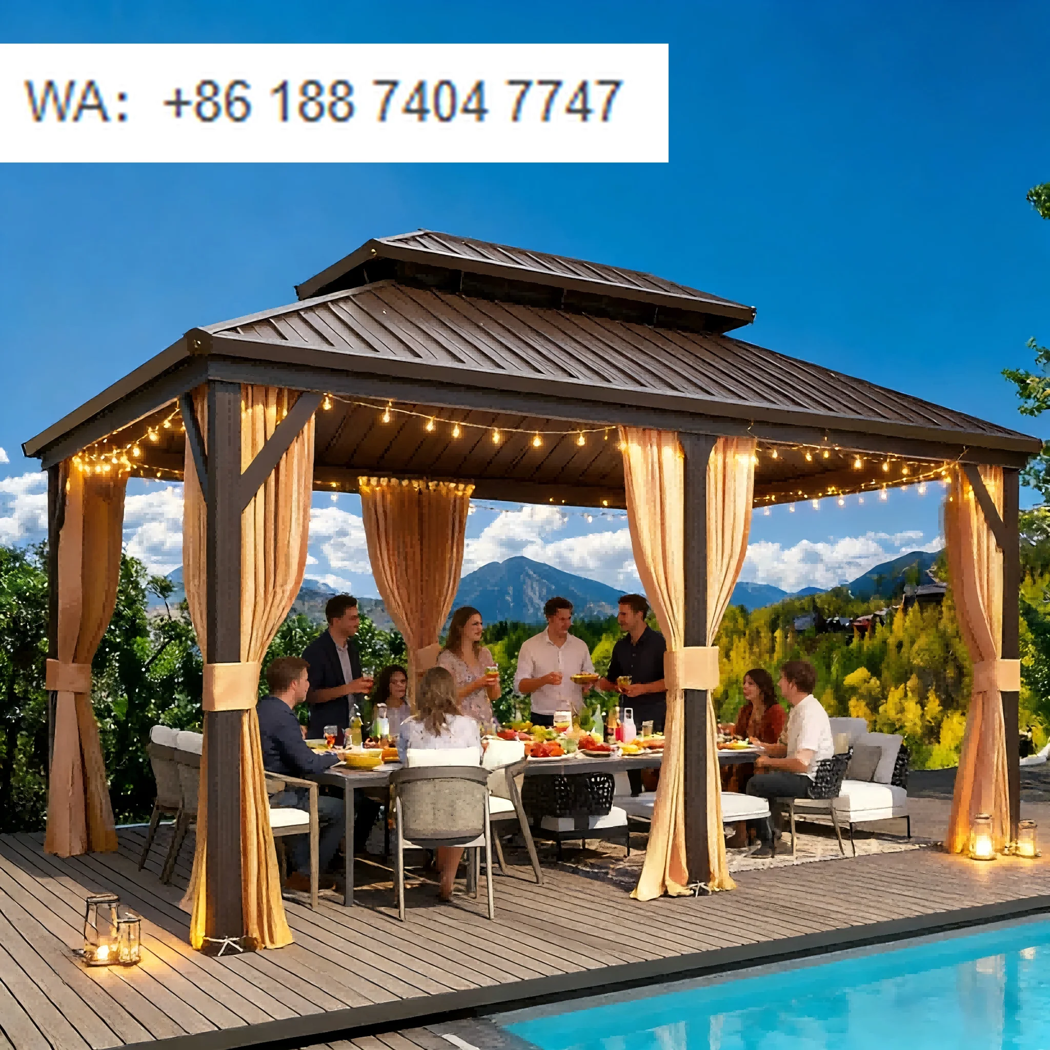 Aluminium Hardtop Galvanized Metal High Quality Garden Morden Luxury Outdoor Gazebo Hardtop Grill Gazebo Gazebo 10x10 Hardtop