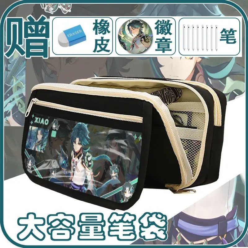 Genshin Impact Merchandise INS Stationery Box Transparent Pain Layer Venti Xiangling Wanderer Kaedehara Manyo Elementary School