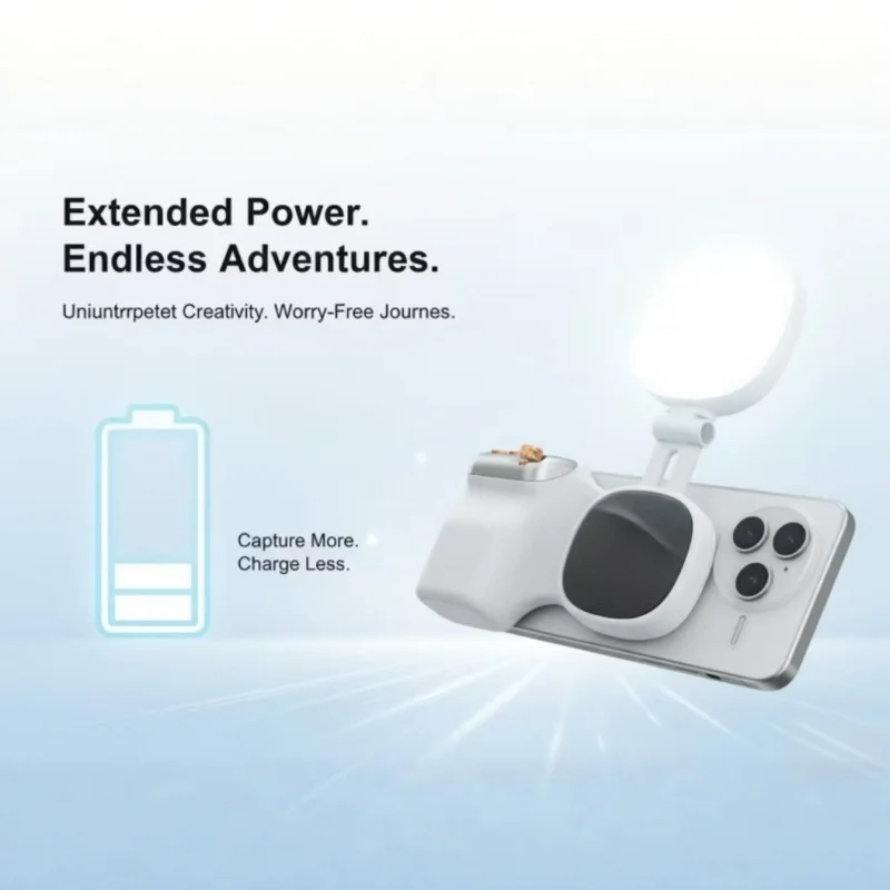 Magnetic Zoom Remote Phone Grip with Fill Light, Anti-shake Stabilizer Portable Selfie Tool for iPhone Samsung Android