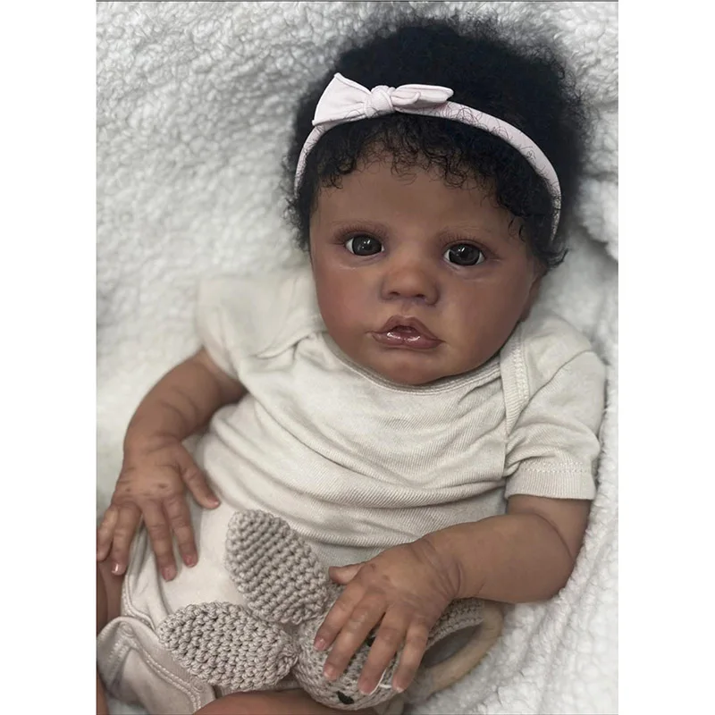 NPK 18 ''hecho a mano piel oscura bebé Reborn Primrose despierto cuerpo de algodón realista tacto suave muñeca bebé regalo de Navidad para niños
