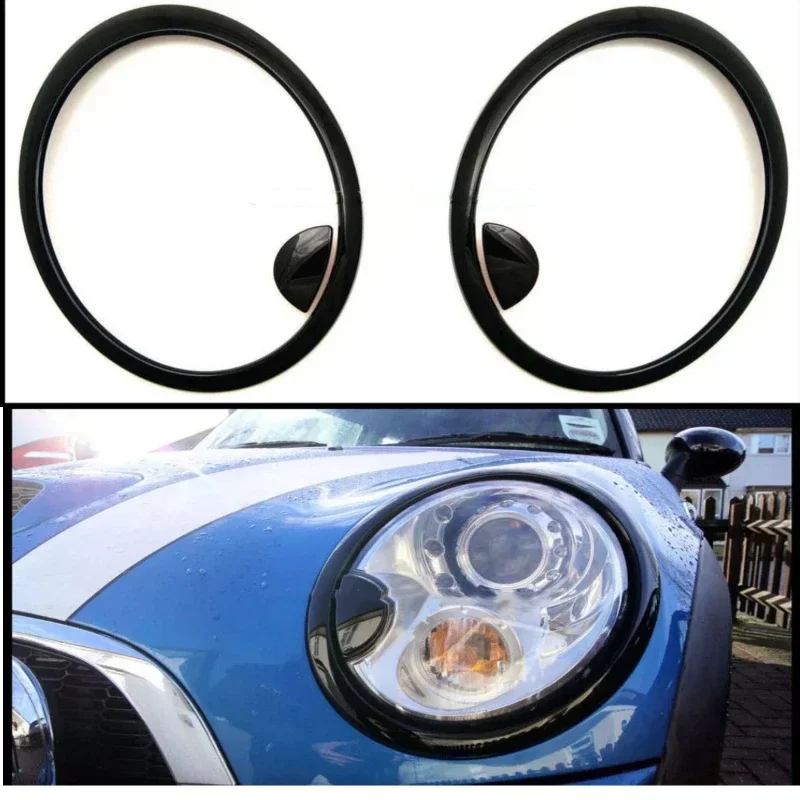 GEN 2 BMW MINI Cooper/S/ONE R55 R56 R57 R58 R59 Gloss BLACK Headlight Surround car accessories car sticker  mini cooper