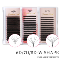 Goddess 6D 7D 8D W Shaped Eyelashes Extension W Faux Mink Lash Fluffy Natural W Shape Premade Fans Automatic Flowering