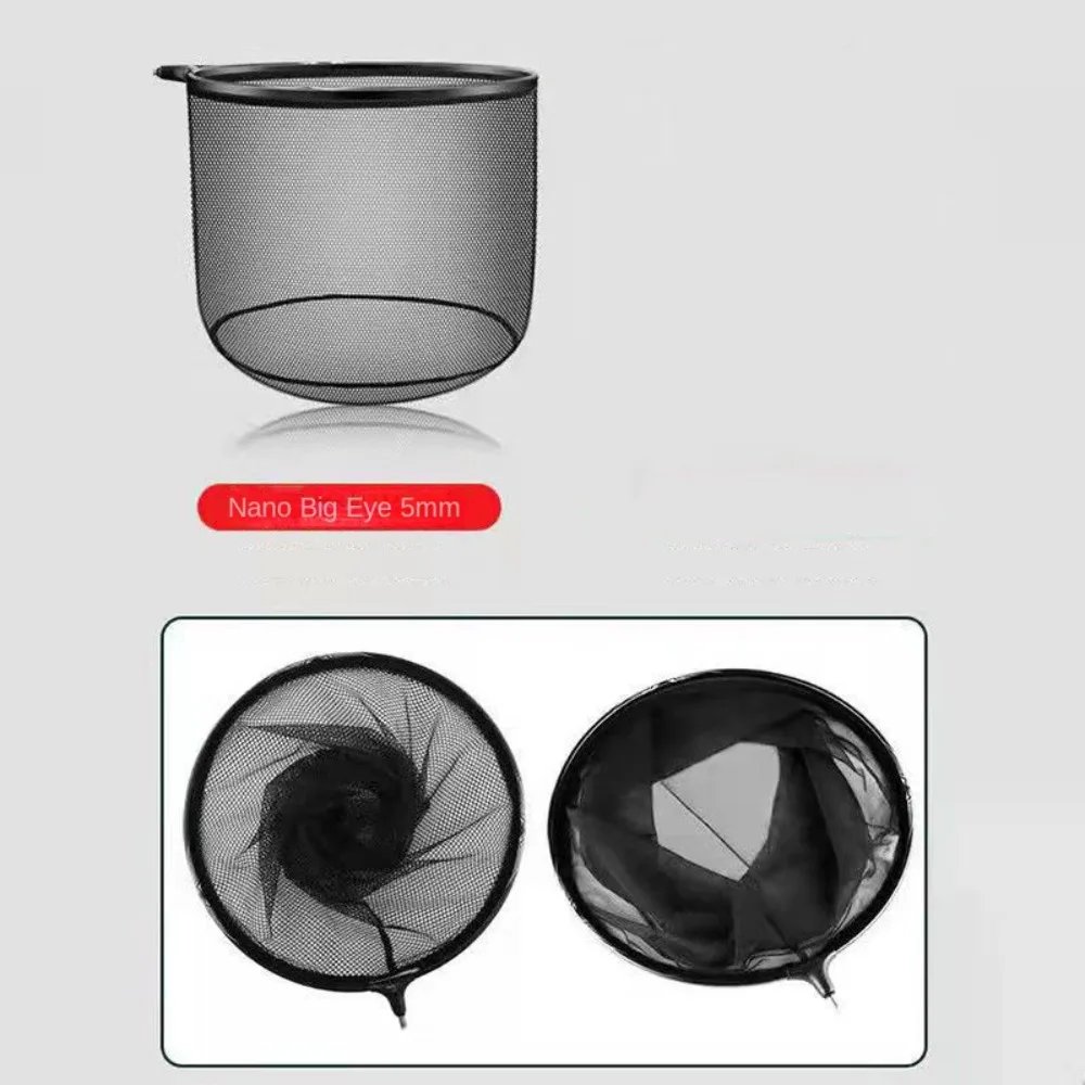 Tragbare Nano Mesh Stoff Fischernetz Kopf Schwarz Vertiefung Angeln Angeln Kescher Anti-haken Falten Mesh