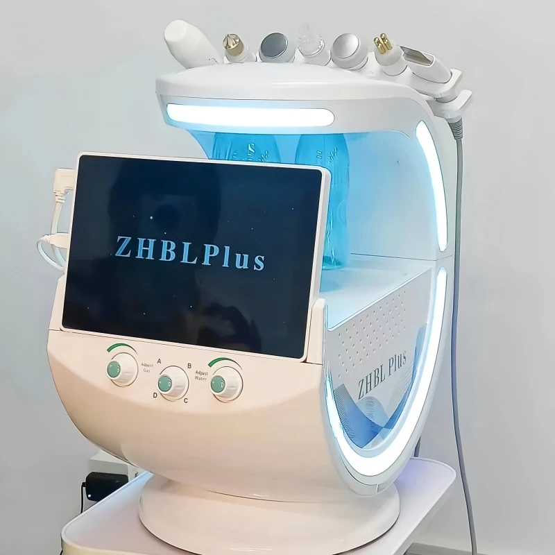 Picture 3: New 7 In 1 Smart Facial Cleansing Skin Analyze Deep Pore Vacuum Hydra Lift Anti-aging Beauty Machine Ice Blue