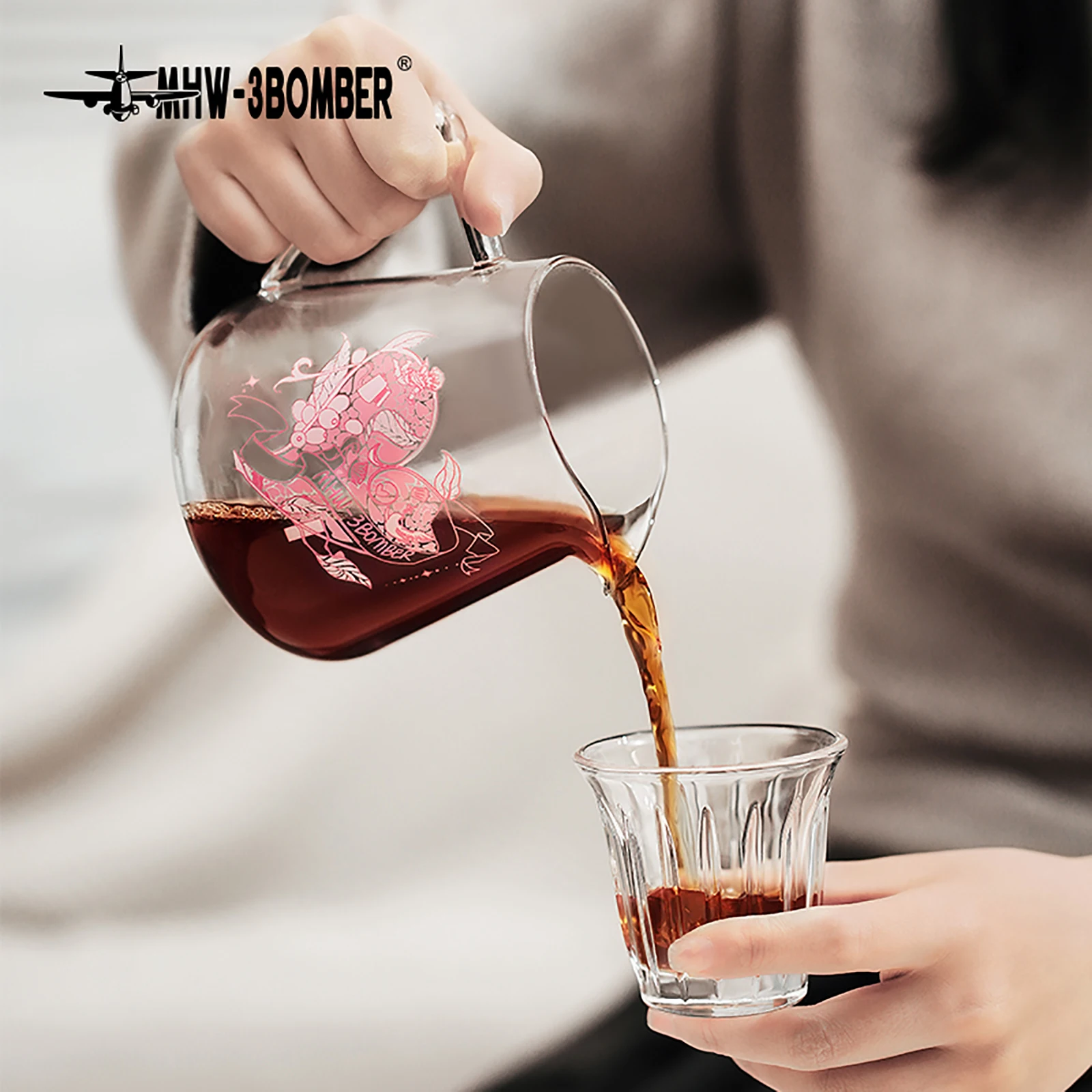 MHW-3BOMBER 500 مللي خادم القهوة المنقط صب أكثر من صانع بروير وعاء الزجاج خادم القهوة هدية عيد الحب مقهى الملحقات