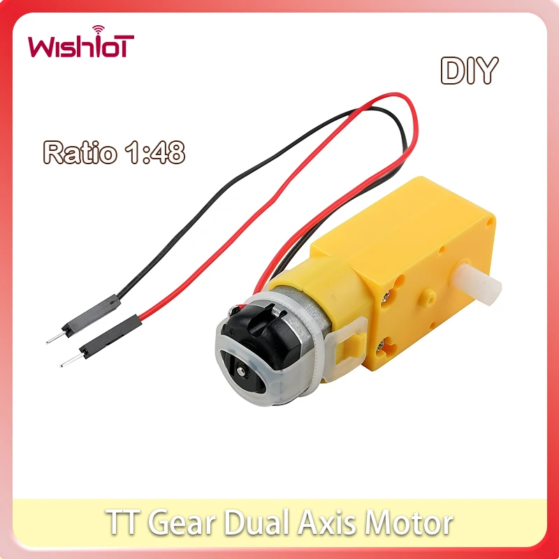 TT Gear Dual Axis Motor 3-6V 200RPM für Arduino DIY RC Auto Roboter Spielzeug Verhältnis 1:48 Wellenmotoren mit 2,54mm Drähten