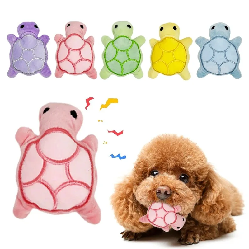 

Squeaky Mini Cute Turtle Dog Plush Chew Toy for Puppies Teething Soft Safe Rubber Dental Health Interactive Sound Pet