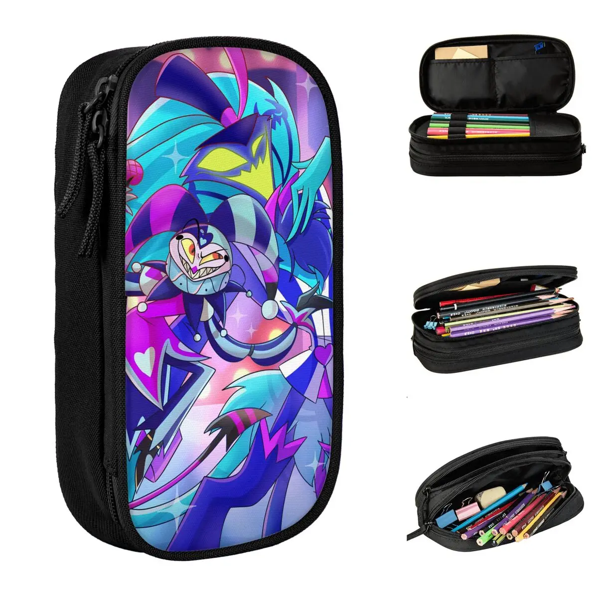 fizzarolli helluva boss pencil cases criativo anime pen bags para estudantes grande bolsa de armazenamento para a escola presente para estudantes 01