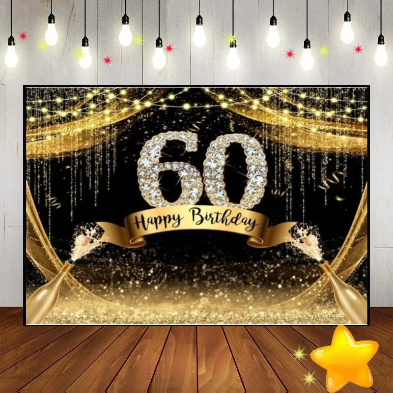 Happy 55/60th Birthday Background Waterproof Green Screen Personalized Smash Cake Decoration Photography Backdrops Backdrop King