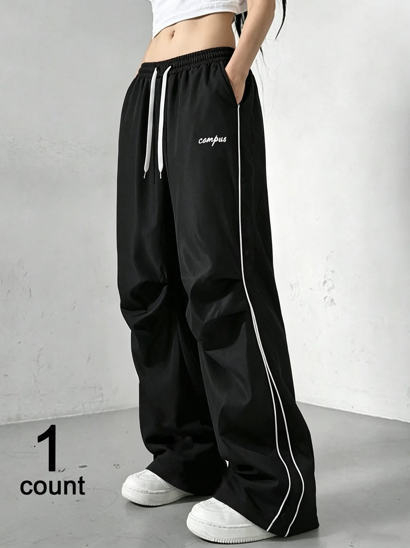 Unisex Breathable Sporty Long Pants, Casual Comfortable Fabric, Adjustable Drawstring, Summer Fashion, Perfect for Men and Women
