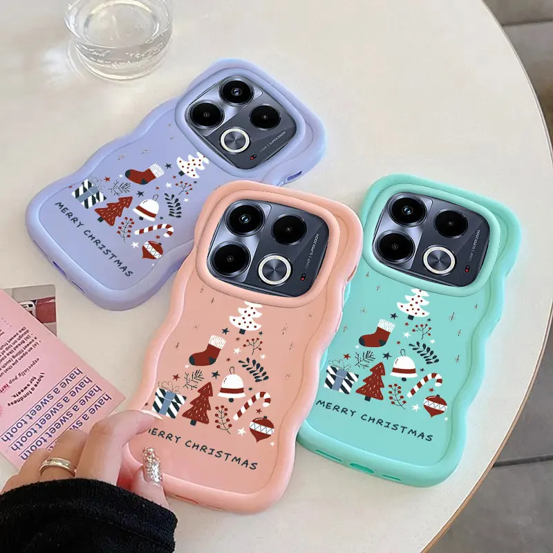 Christmas Fashion Phone Case For Infinix HOT NOTE 30 30I 40 PLAY SMART 6 7 8 4G 5G PLUS Soft Coque Wavy Edged Cover Girl Shell