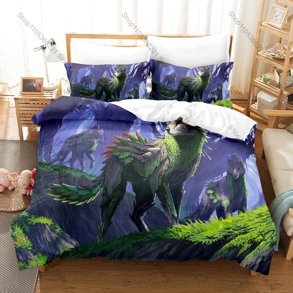 Cool Mythical Fantasy Creature Dragon Griffin Mermaid HD Print Bedding Set Duvet Cover + 2 Pillowcases Polyester Fantasy Game Ro