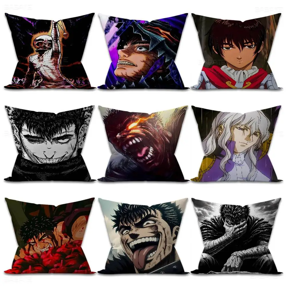 Anime Berserk Cushion Cover Car Throw Pillow Case For Sofa Car Christmas Gift 40x40cm 45x45cm