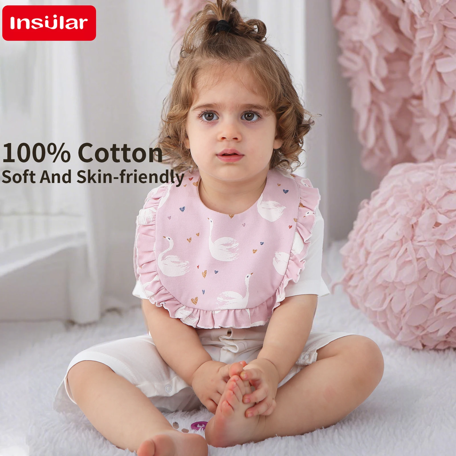 INSULAR Baby Burp Cloths Breathable Infant Bibs Skin-friendly Kids Saliva Towel 100% Cotton Child Meal Eating Pocket Boys Girls