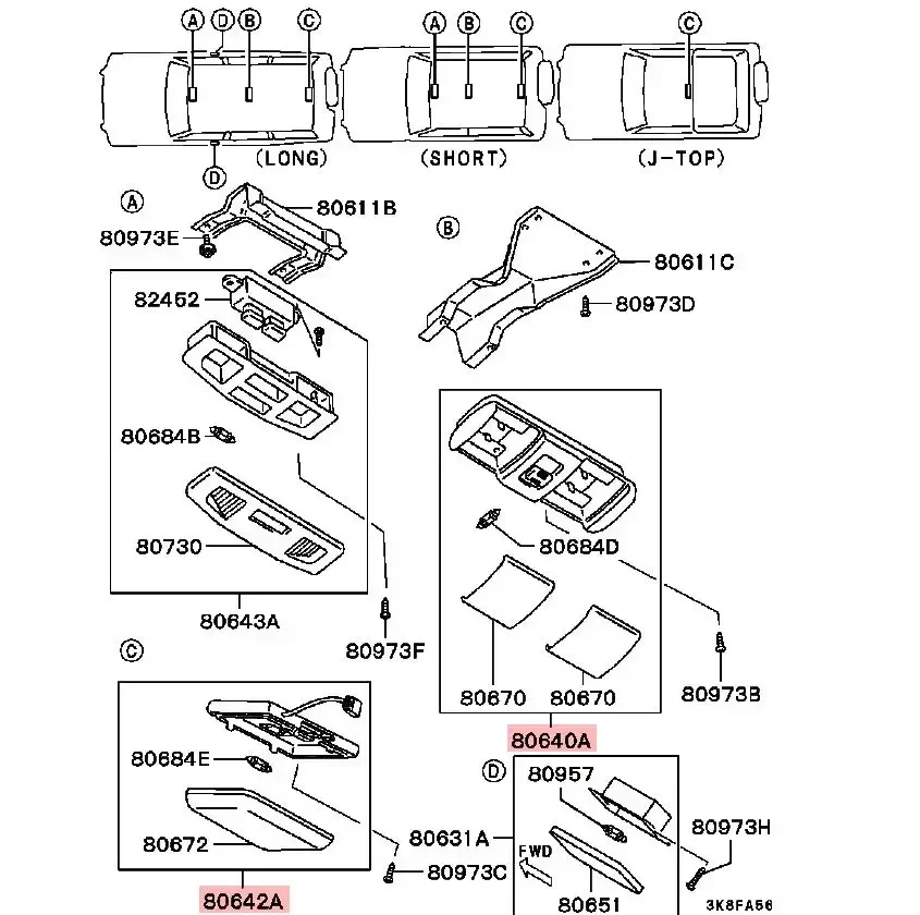 1 lámpara de techo delantera para Pajero V20 MB. 774928   Lámpara de lectura para luces de techo traseras Montero V30 para Shogun 1989-2000 MB 774962