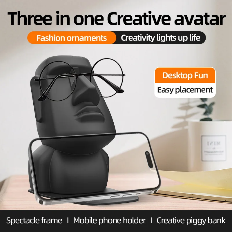 

Personalized Multifunctional Mobile Phone Holder Funny Glasses Holder Decor Phone Stand Figurines Miniatures Desktop Ornaments