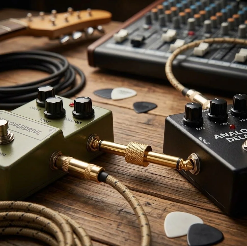Effect Pedalboards 6.35mm Male To Male Guitar Pedal Coupler Gold-Plated Solder Type Cables Connector