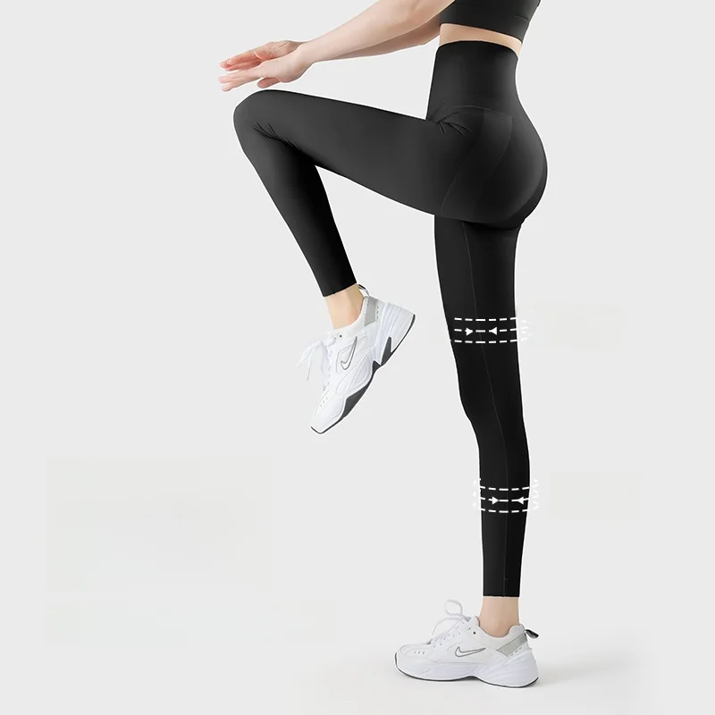 Calças de Yoga de Cintura Alta para Mulheres, Calças Finas de Primavera e Outono, Leggings Esportivas Alongadas