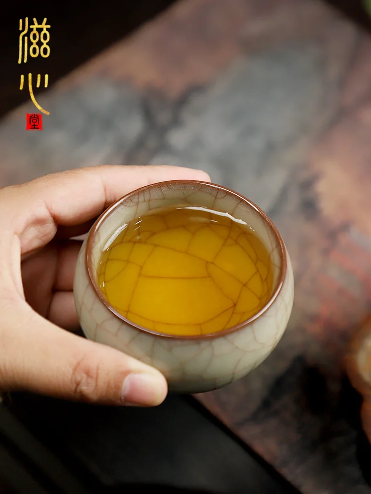 High-End Kiln Opening Film Zen Cup Ceramic Handmade Single for Personal Tea Kung Fu Gift Box