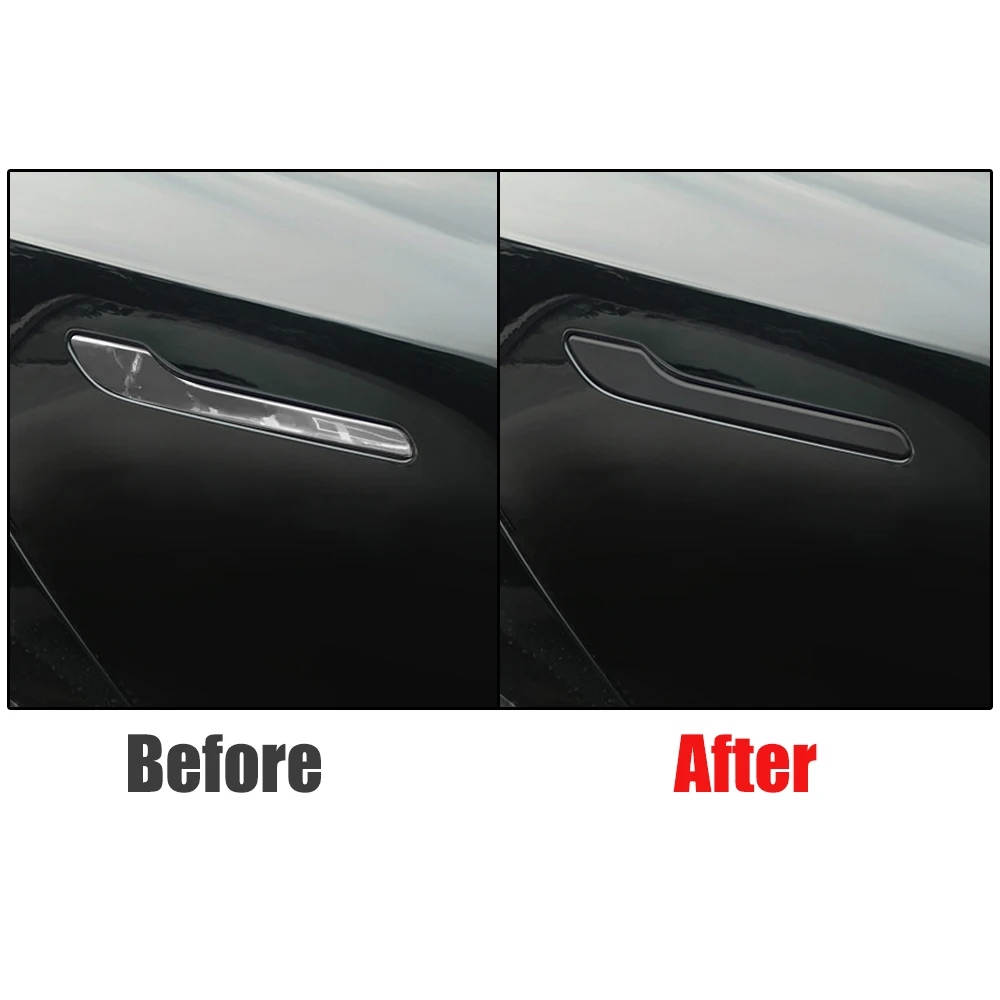 Car Door Handle Stickers Decorative Films Wrap Cover Anti-scratch Protector ABS Automotive Accessories For Tesla Model 3 Y 2021