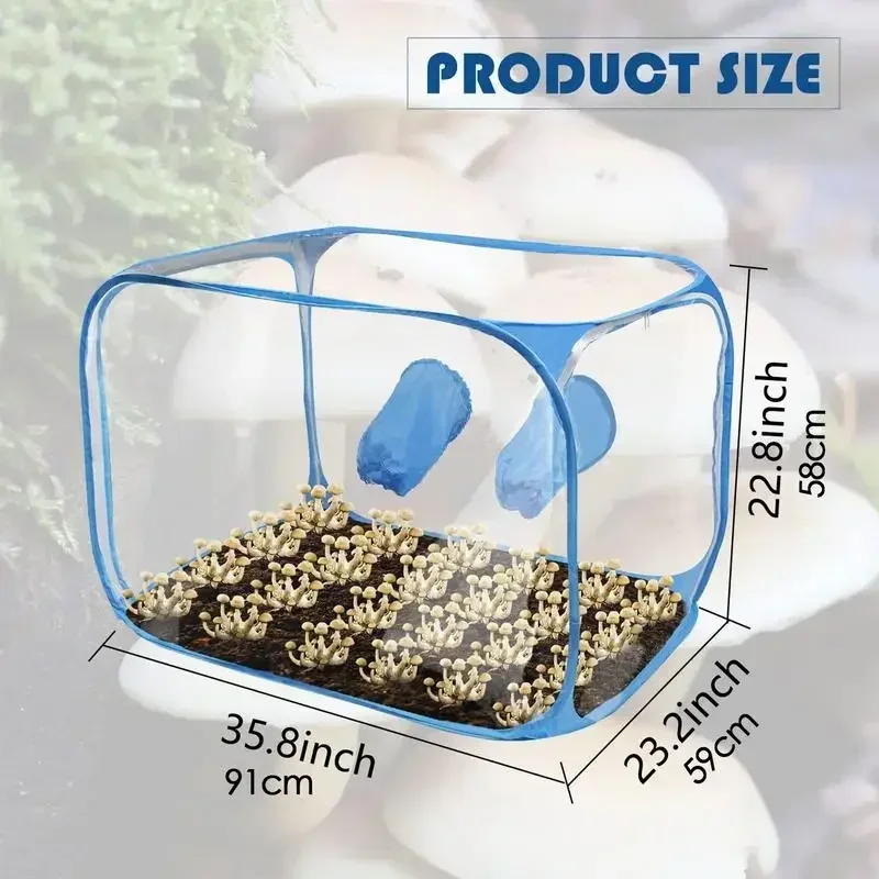 High-Visibility Mushroom Grow Bag Large Still Air Box for Mushroom Grow Kit Foldable Mushroom Grow Bag Edible Fungus Cultivation