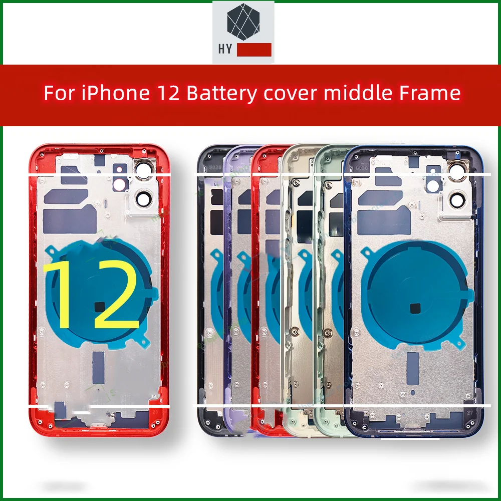 Rear Housing,For iPhone 12/12mini Battery Back Cover+Middle Chassis Frame+SIM Tray+Side Key Parts+Tools+Adhesive