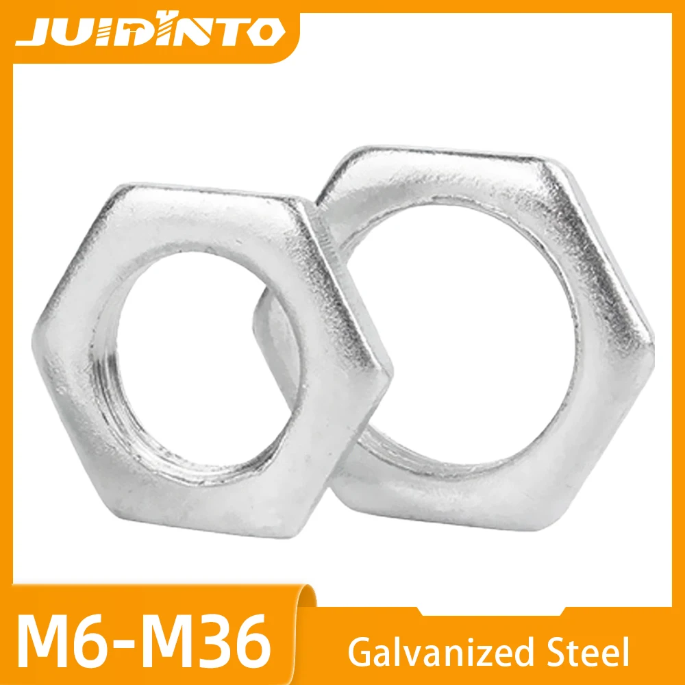 JUIDINTO 2-30pcs Zinc Plated Fine Thread Hex Jam Nuts Ultra Thin Hex Nuts Metric M6 M8 M9 M10 M12 M14 M16 M18 M20 M24 M30 M36