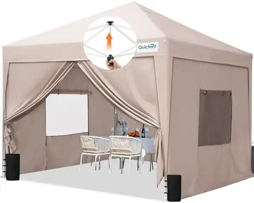 Privacy 10x10 Pop Up Canopy with Sidewalls & Mesh Windows | One-person Easy Setup, Roll-up Ventilated Mesh Windows