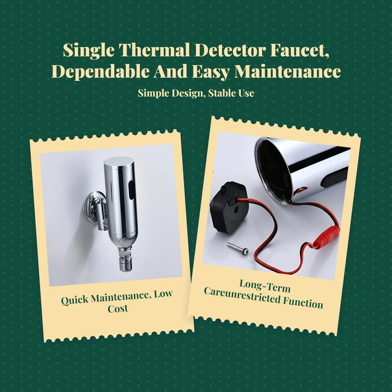 صنبور كاشف بدون لمس، صنبور حوض الحمام الأوتوماتيكي الموفر للمياه المثبت على الحائط، نحاس معزز، مرحاض تجاري