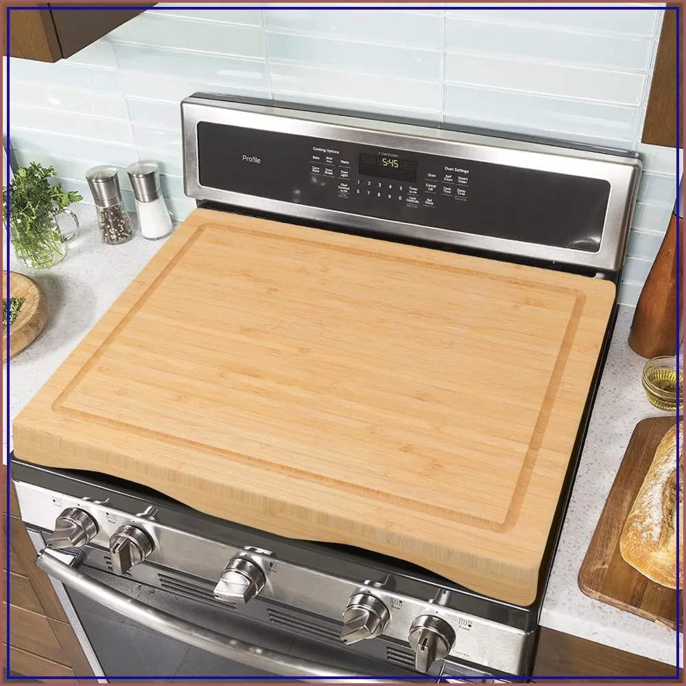 

Stove Cover Board with Legs and Juice Grooves, Adjustable Cutting Board for Gas Stovetop, 29.52"x21.65"