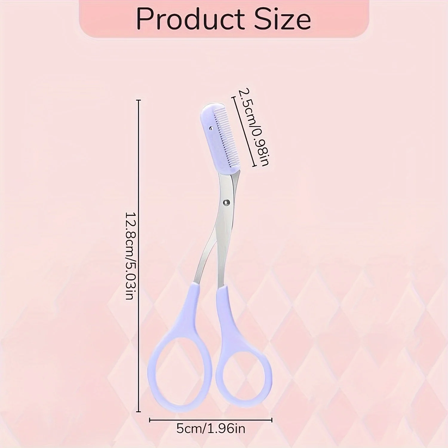 1pieces Stainless Steel Color Titanium Eyebrow Trimmer Scissors, Eyebrow Scissors with Comb image 6