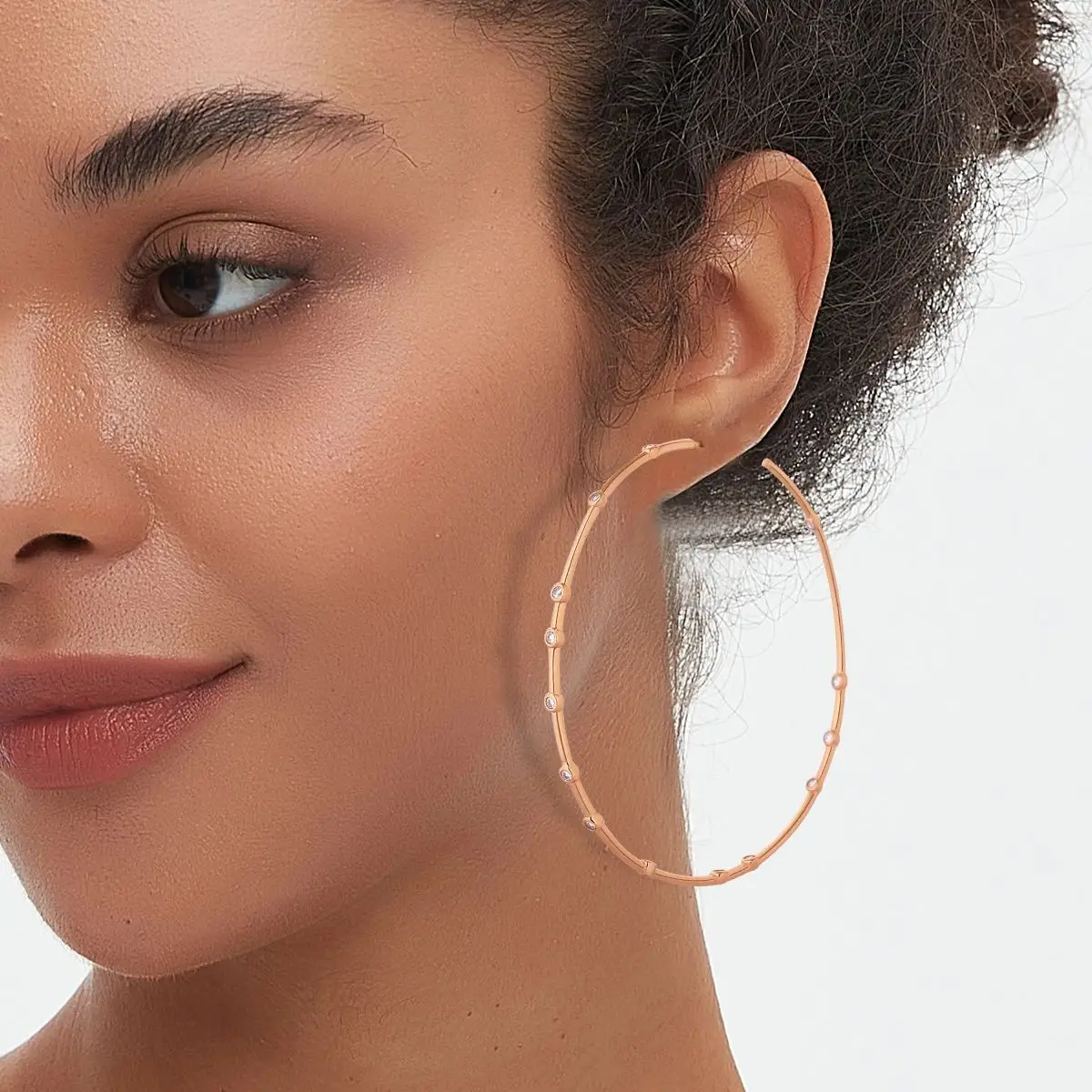 MHS.SUN Fashion Inlaid Zircon Large Round Hoop Earrings For Women Gold Plated Exaggerate Big Earring Party Jewelry Gifts