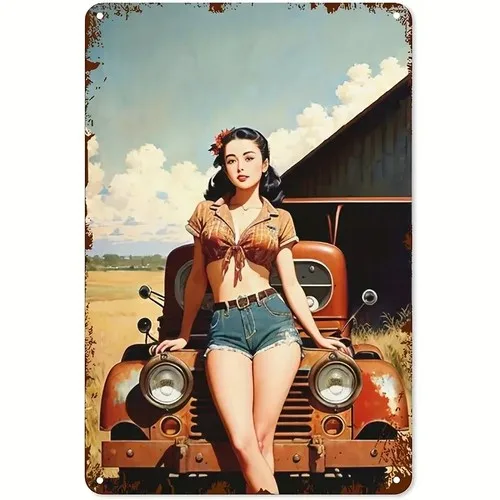 Cowgirls Love Their Trucks Vintage Novelty ; Metal Sign Wall Art