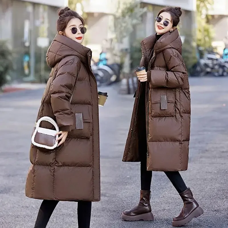 Winter Women Clothing Down Cotton Coats Warm Long Parkas Thick Hooded Puffer Jacket Cotton-padded Coats Windproof Windbreaker