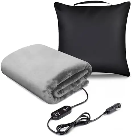 

Автомобильное одеяло с подогревом, 3 уровня нагрева, можно стирать в машине, 12/24В, 59x43 дюйма