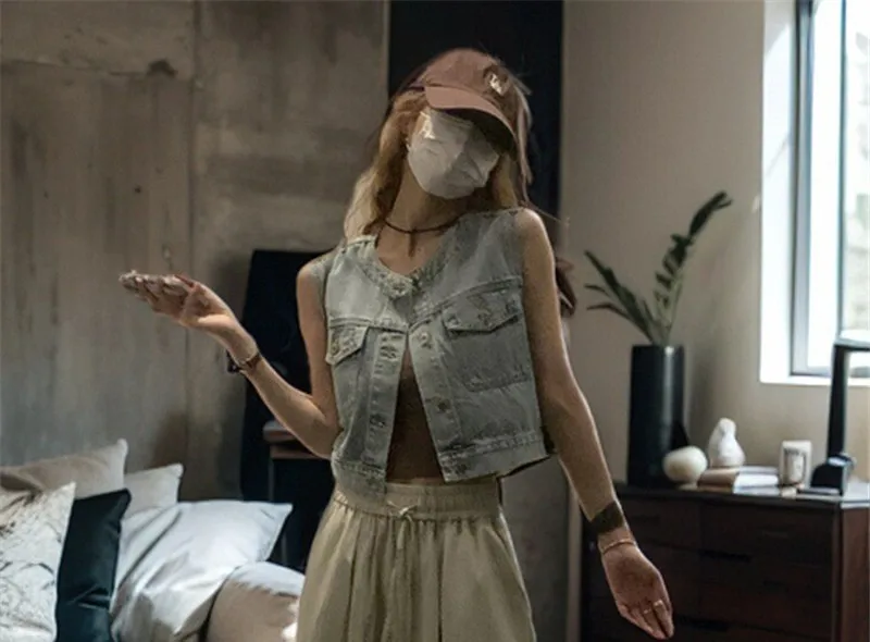 

Vests Waistcoats Thin Womens Black Autumn Abstract Adjustable Geometric Diagonal Stand Collar Blocking Aesthetics Bars Bohemian