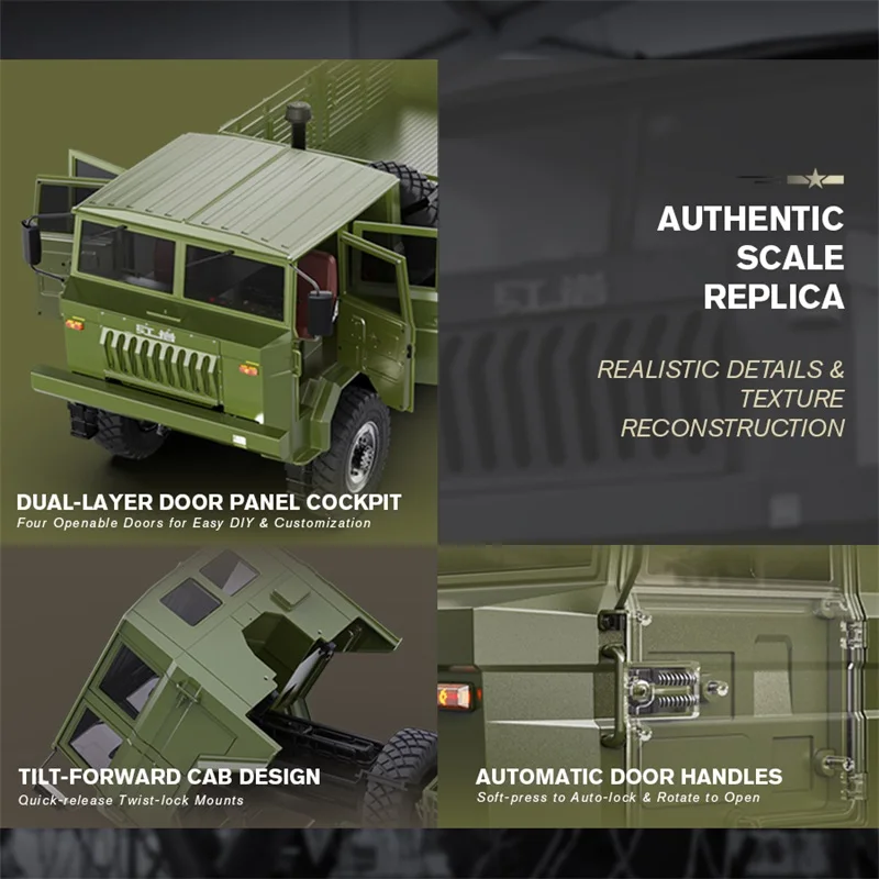 RLAARLO RC Military Truck Hongyan CQ261 1/10 Scale RC Remote Control Car RTR Off Road Climbing Simulation Model Vehicle