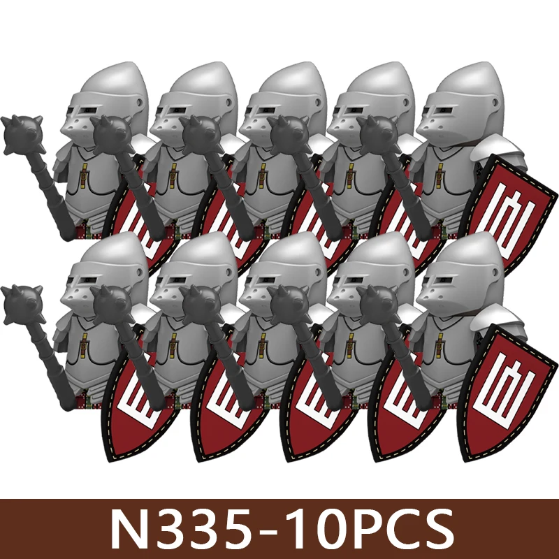 Mittelalterliche Militär-Soldatenfiguren Armee-Bausteine Burg-Ritter Kreuzfahrer Kommandant Krieger Rüstung Zubehör Bausteine Spielzeug