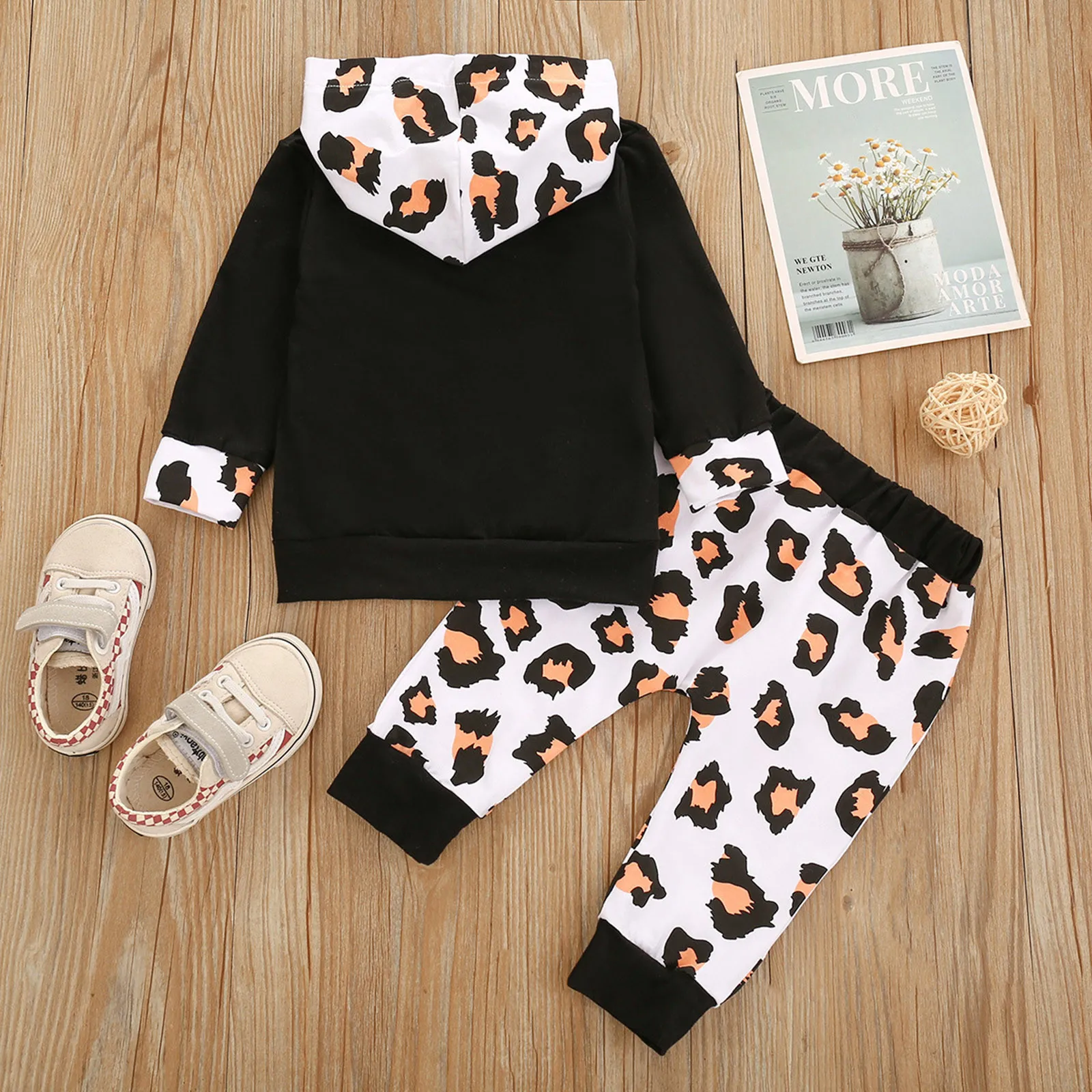 Baby Girls Winter Clothes Sets Leopard Print Long Sleeve Sweatshirts Long Pants 2Pcs Fall Winter Outfits New Born Clothing 0-24M