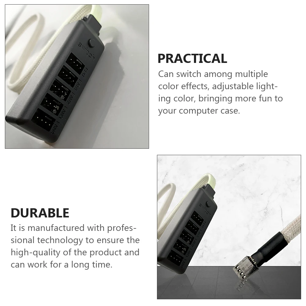 

Cooling Fan Hub 4 Port PC Case Fans CPU Adjustable LED Light Color Notebook Computer Accessories Gaming Desktop Parts