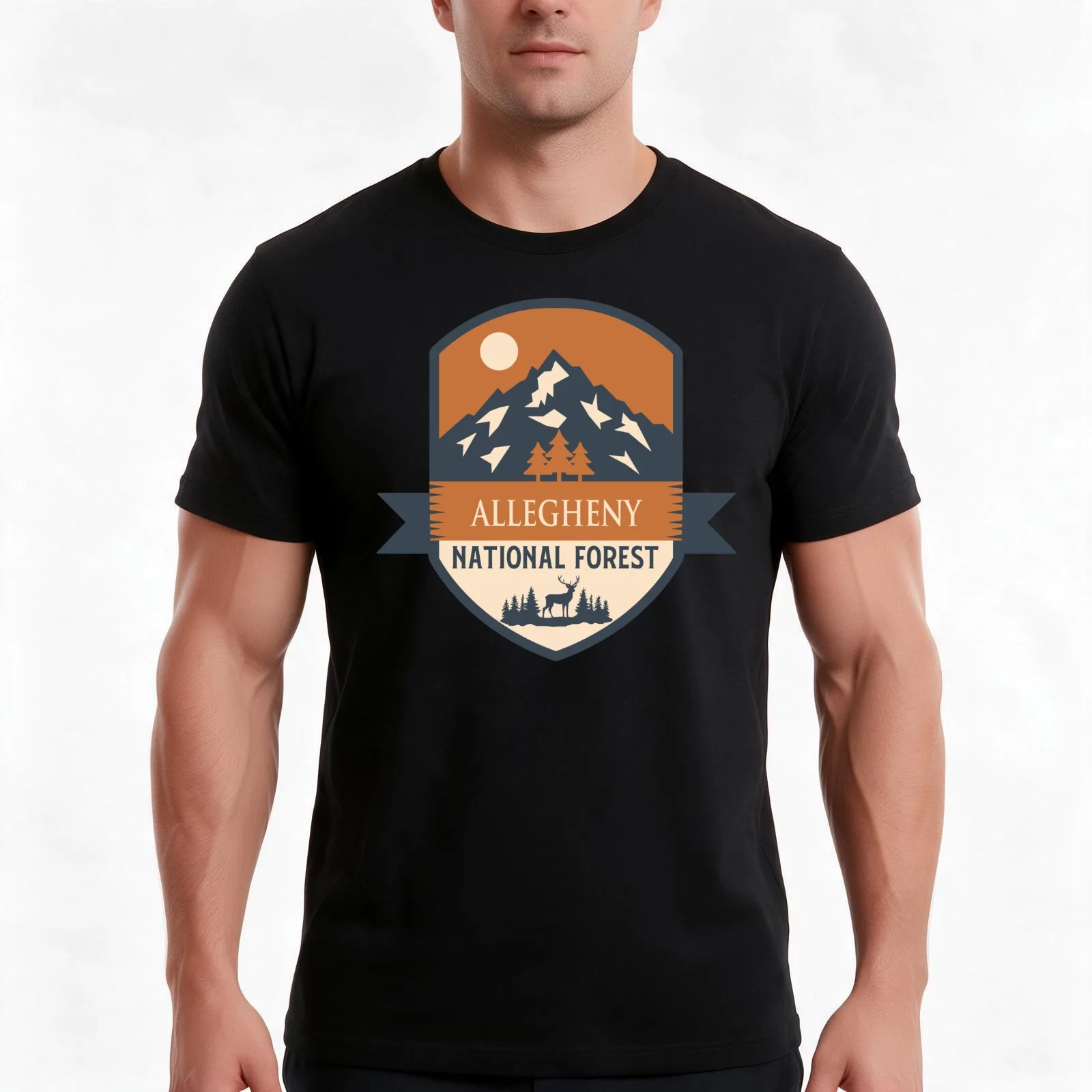 Allegheny national forest pennsylvania T-Shirt, Summer Casual Cotton Tee, Oversized Streetwear Tops, Vintage Graphic Print