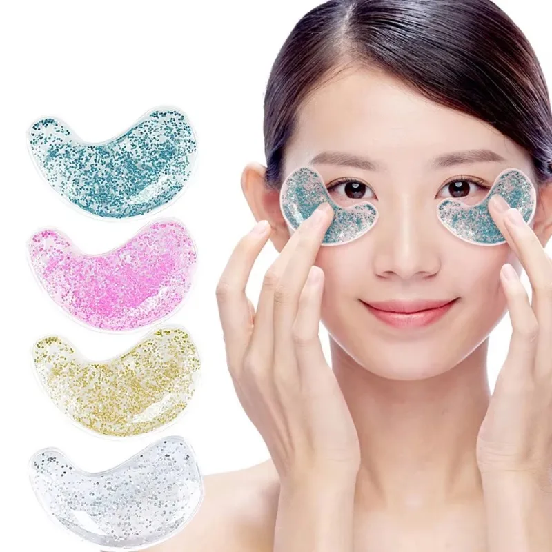 2 Stück wiederverwendbare kühlende Gel-Augenpads, heiße Kältetherapie für Augenringe und geschwollene Augen, Relief-Gel-Augenmaske, tragbar für Reisen