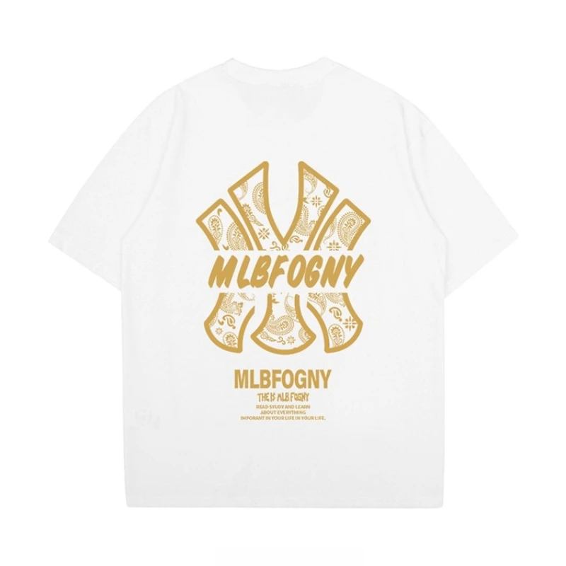 

New Trendy Brand Pure Cotton Short-sleeved T-shirt ML Men's and Women's Round Neck Casual Men's and Women's Versatile Top Loose